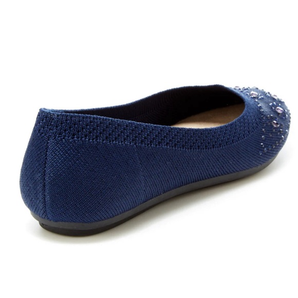 HARBORSIDES Narcisa Navy Blue Crystal Gem Knit Ballet Flat Shoes 10W WIDE - Picture 11 of 16